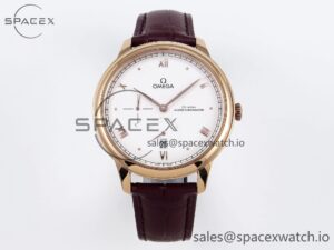Omega De Ville Power Reserve RG MKF 1:1 Best Edition White Dial on Brown Leather Strap A8810