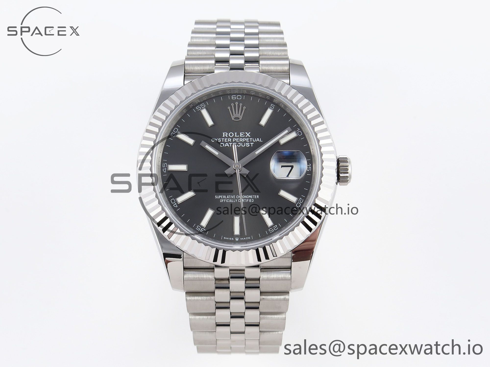 IMG_0185 Rolex DateJust 41 126334 Fluted Bezel ARF 1:1 Best Edition 904L Steel Gray Stick Dial on Jubilee Bracelet VR3235 - Image 1