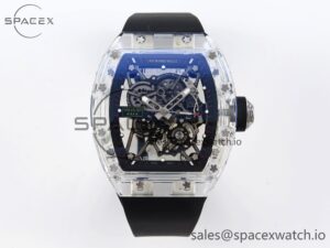 Richard Mille RM035 Transparent RMF Best Edition Skeleton Dial on Black Rubber Strap Clone RMUL2