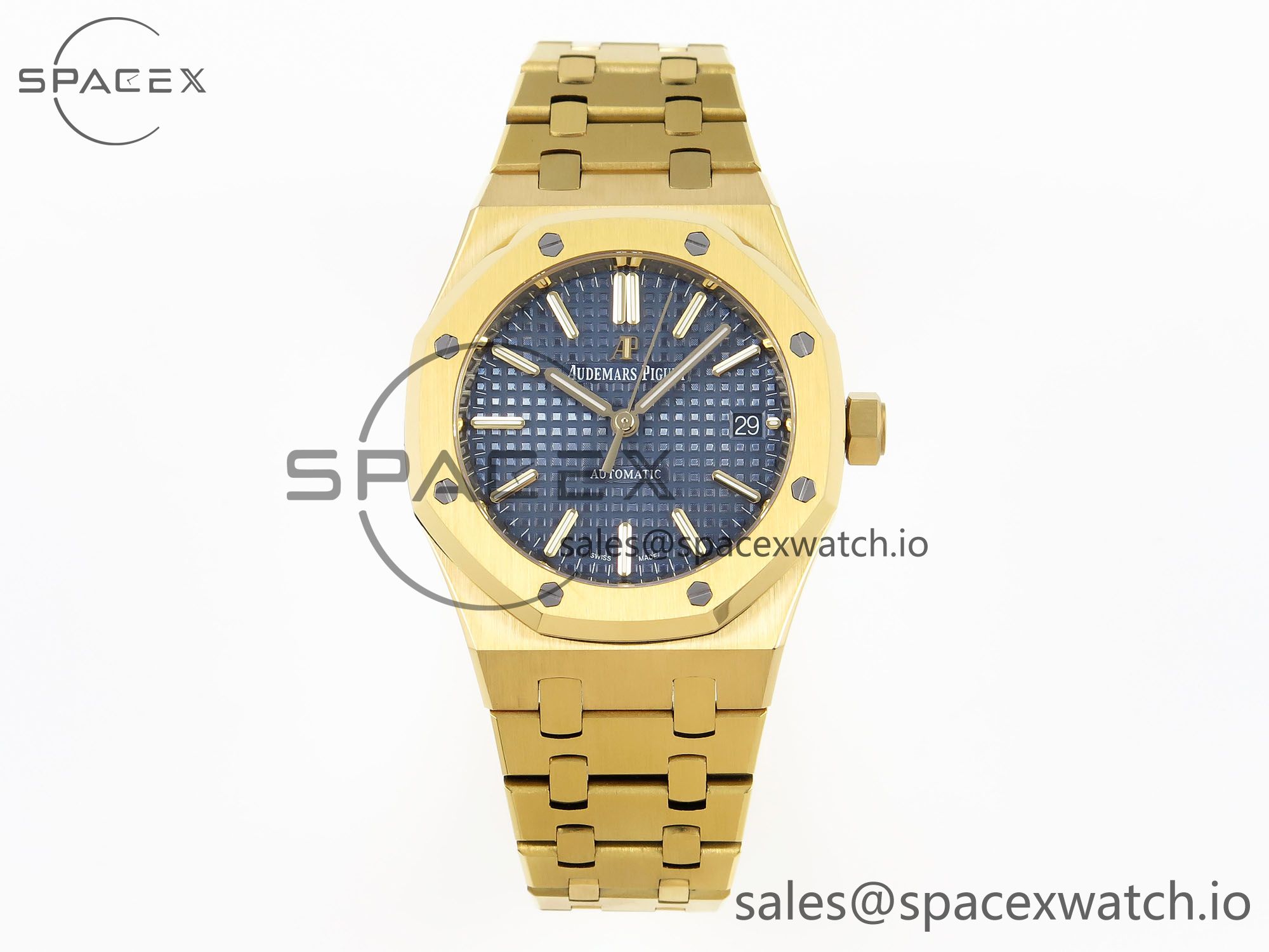 IMG_0189 Audermars Piguet Royal Oak 37mm 15450 YG IPF Best Edition Blue Dial on YG Bracelet SA3120 Super Clone - Image 1