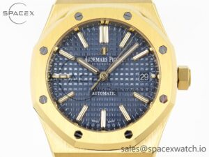 Audermars Piguet Royal Oak 37mm 15450 YG IPF Best Edition Blue Dial on YG Bracelet SA3120 Super Clone - Image 2