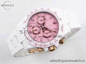 Rolex Daytona AET White Ceramic Case and Bracelet Pink Dial Noob Best Edition SA4130 - Image 6