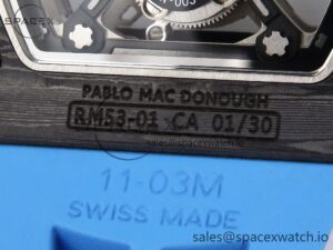 Richard Mille RM 53-01 Real Tourbillon Pablo Mac Donough 3KF Best Edition on Blue Rubber Strap - Image 22