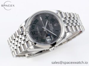 ROLEX DATEJUST 36 SS 126200 VSF 1:1 BEST EDITION 904L STEEL GRAY DIAL GREEN ROMAN ON JUBILEE BRACELET VS3235 - Image 6