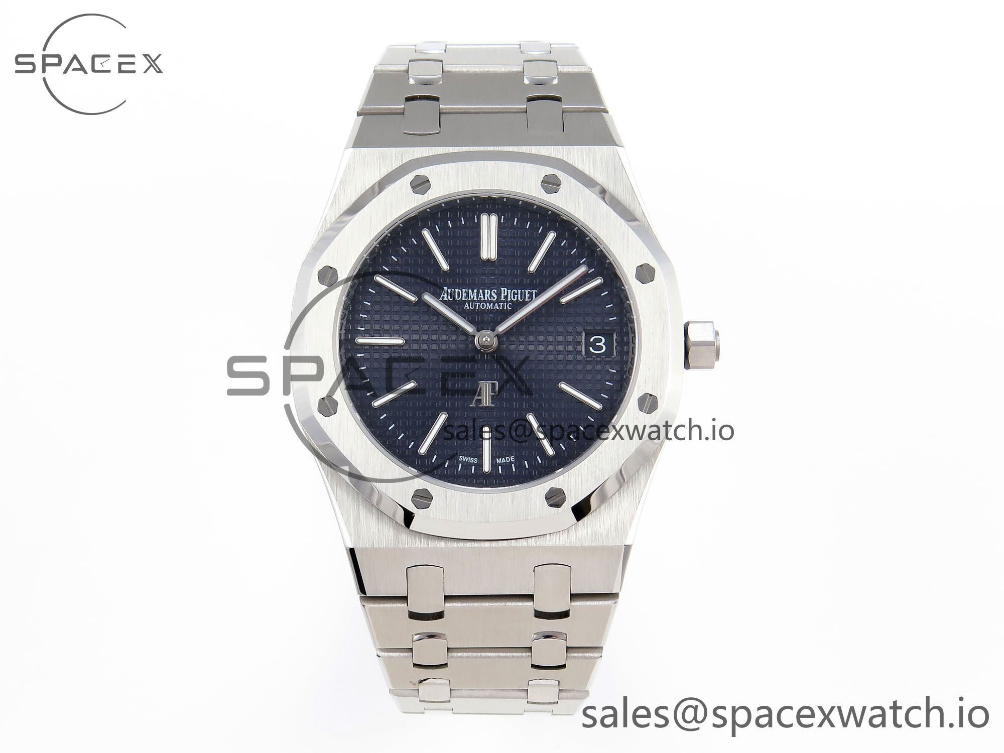 IMG_0194 Audermars Piguet Royal Oak 39mm 15202 SS IPF 1:1 Best Edition Blue Textured Dial on SS Bracelet A2121 - Image 1
