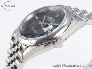 ROLEX DATEJUST 36 SS 126200 VSF 1:1 BEST EDITION 904L STEEL GRAY DIAL GREEN ROMAN ON JUBILEE BRACELET VS3235 - Image 7