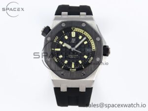 AUDEMARS PIGUET ROYAL OAK OFFSHORE DIVER 15720 CERAMIC BEZEL APSF 1:1 BEST EDITION BLACK DIAL ON BLACK RUBBER STRAP SA4308