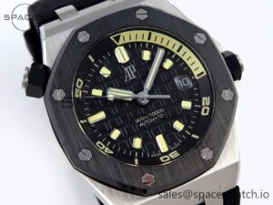 AUDEMARS PIGUET ROYAL OAK OFFSHORE DIVER 15720 CERAMIC BEZEL APSF 1:1 BEST EDITION BLACK DIAL ON BLACK RUBBER STRAP SA4308 - Image 3