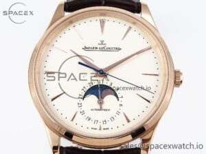 Jaeger-Lecoultre Master Ultra Thin Moon 1368420 RG ZF 1:1 Best Edition White Dial on Brown Leather Strap SA925 Super Clone V2 - Image 2