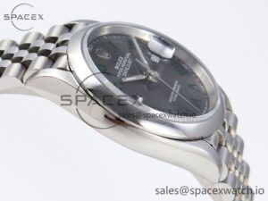 ROLEX DATEJUST 36 SS 126200 VSF 1:1 BEST EDITION 904L STEEL GRAY DIAL GREEN ROMAN ON JUBILEE BRACELET VS3235 - Image 8