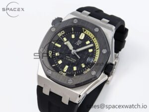 AUDEMARS PIGUET ROYAL OAK OFFSHORE DIVER 15720 CERAMIC BEZEL APSF 1:1 BEST EDITION BLACK DIAL ON BLACK RUBBER STRAP SA4308 - Image 4