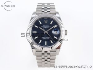 Rolex DateJust 41 126334 Fluted Bezel ARF 1:1 Best Edition 904L Steel Blue Stick Dial on Jubilee Bracelet VR3235