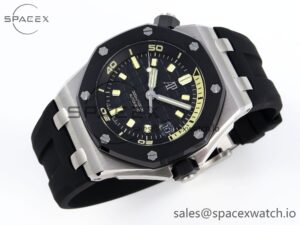 AUDEMARS PIGUET ROYAL OAK OFFSHORE DIVER 15720 CERAMIC BEZEL APSF 1:1 BEST EDITION BLACK DIAL ON BLACK RUBBER STRAP SA4308 - Image 6