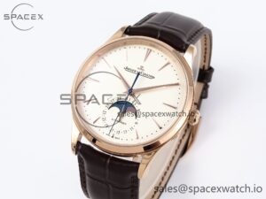 Jaeger-Lecoultre Master Ultra Thin Moon 1368420 RG ZF 1:1 Best Edition White Dial on Brown Leather Strap SA925 Super Clone V2 - Image 4