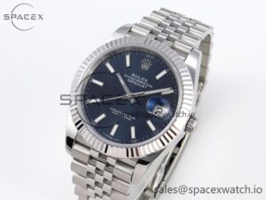 Rolex DateJust 41 126334 Fluted Bezel ARF 1:1 Best Edition 904L Steel Blue Stick Dial on Jubilee Bracelet VR3235 - Image 4
