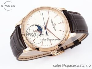 Jaeger-Lecoultre Master Ultra Thin Moon 1368420 RG ZF 1:1 Best Edition White Dial on Brown Leather Strap SA925 Super Clone V2 - Image 6
