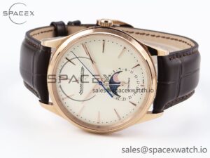 Jaeger-Lecoultre Master Ultra Thin Moon 1368420 RG ZF 1:1 Best Edition White Dial on Brown Leather Strap SA925 Super Clone V2 - Image 5