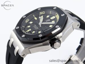 AUDEMARS PIGUET ROYAL OAK OFFSHORE DIVER 15720 CERAMIC BEZEL APSF 1:1 BEST EDITION BLACK DIAL ON BLACK RUBBER STRAP SA4308 - Image 7