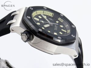 AUDEMARS PIGUET ROYAL OAK OFFSHORE DIVER 15720 CERAMIC BEZEL APSF 1:1 BEST EDITION BLACK DIAL ON BLACK RUBBER STRAP SA4308 - Image 8