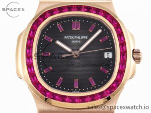 PATEK PHILIPPE NAUTILUS 5711 RG GPF 1:1 BEST EDITION GRAY DIAL PURPLE DIAMONDS BEZEL ON RG BRACELET 324CS - Image 2