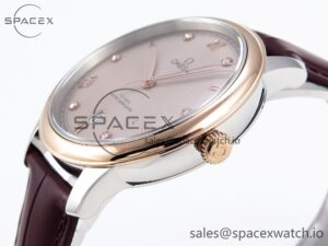 Omega De Ville Date RG MKF 1:1 Best Edition Brown Textured Dial Diamonds Marker on Brown Leather Strap A8800 - Image 7