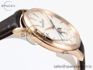 Jaeger-Lecoultre Master Ultra Thin Moon 1368420 RG ZF 1:1 Best Edition White Dial on Brown Leather Strap SA925 Super Clone V2 - Image 8