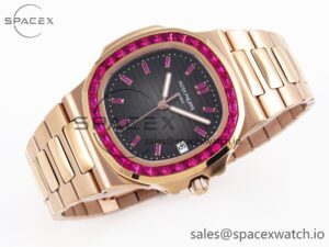 PATEK PHILIPPE NAUTILUS 5711 RG GPF 1:1 BEST EDITION GRAY DIAL PURPLE DIAMONDS BEZEL ON RG BRACELET 324CS - Image 6