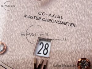 Omega De Ville Date RG MKF 1:1 Best Edition Brown Textured Dial Diamonds Marker on Brown Leather Strap A8800 - Image 10