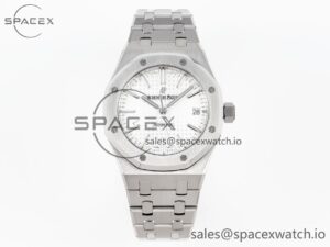 Audermars Piguet Royal Oak 37mm 15450 SS APSF 1:1 Best Edition White Textured Dial on SS Bracelet SA3120 Super Clone