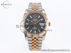 ROLEX DATEJUST 41 126331 VSF 1:1 BEST EDITION 904L STEEL GRAY TEXTURED DIAL ON SS/RG JUBILEE BRACELET VS3235