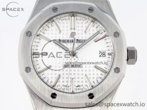 Audermars Piguet Royal Oak 37mm 15450 SS APSF 1:1 Best Edition White Textured Dial on SS Bracelet SA3120 Super Clone - Image 2