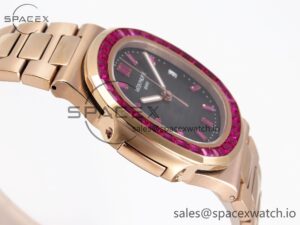 PATEK PHILIPPE NAUTILUS 5711 RG GPF 1:1 BEST EDITION GRAY DIAL PURPLE DIAMONDS BEZEL ON RG BRACELET 324CS - Image 8