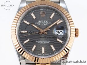 ROLEX DATEJUST 41 126331 VSF 1:1 BEST EDITION 904L STEEL GRAY TEXTURED DIAL ON SS/RG JUBILEE BRACELET VS3235 - Image 2