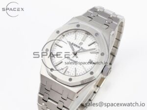 Audermars Piguet Royal Oak 37mm 15450 SS APSF 1:1 Best Edition White Textured Dial on SS Bracelet SA3120 Super Clone - Image 4