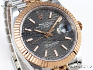 ROLEX DATEJUST 41 126331 VSF 1:1 BEST EDITION 904L STEEL GRAY TEXTURED DIAL ON SS/RG JUBILEE BRACELET VS3235 - Image 3
