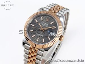 ROLEX DATEJUST 41 126331 VSF 1:1 BEST EDITION 904L STEEL GRAY TEXTURED DIAL ON SS/RG JUBILEE BRACELET VS3235 - Image 4
