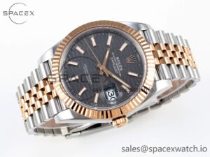 ROLEX DATEJUST 41 126331 VSF 1:1 BEST EDITION 904L STEEL GRAY TEXTURED DIAL ON SS/RG JUBILEE BRACELET VS3235 - Image 6