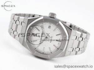 Audermars Piguet Royal Oak 37mm 15450 SS APSF 1:1 Best Edition White Textured Dial on SS Bracelet SA3120 Super Clone - Image 5