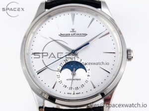 Jaeger-Lecoultre Master Ultra Thin Moon 1368420 SS ZF 1:1 Best Edition White Dial on Black Leather Strap SA925 Super Clone V2 - Image 2