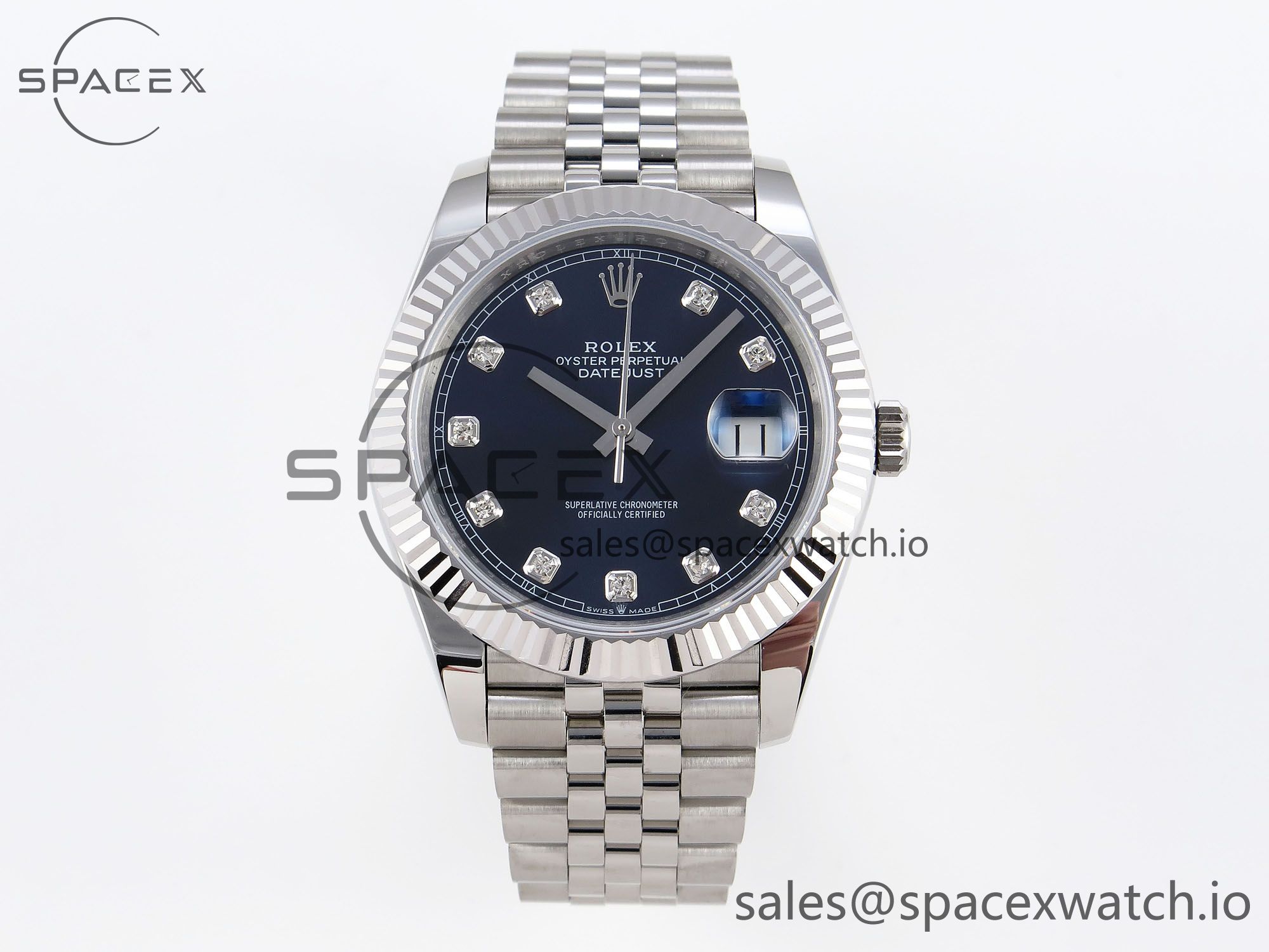 IMG_0213 Rolex DateJust 41 126334 Fluted Bezel ARF 1:1 Best Edition 904L Steel Blue Diamonds Dial on Jubilee Bracelet VR3235 - Image 1