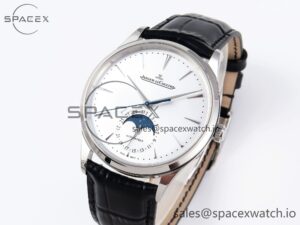 Jaeger-Lecoultre Master Ultra Thin Moon 1368420 SS ZF 1:1 Best Edition White Dial on Black Leather Strap SA925 Super Clone V2 - Image 4