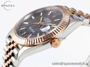 ROLEX DATEJUST 41 126331 VSF 1:1 BEST EDITION 904L STEEL GRAY TEXTURED DIAL ON SS/RG JUBILEE BRACELET VS3235 - Image 7