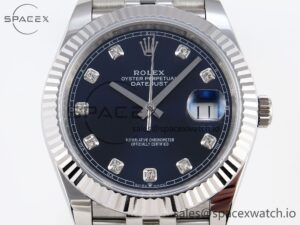 Rolex DateJust 41 126334 Fluted Bezel ARF 1:1 Best Edition 904L Steel Blue Diamonds Dial on Jubilee Bracelet VR3235 - Image 2