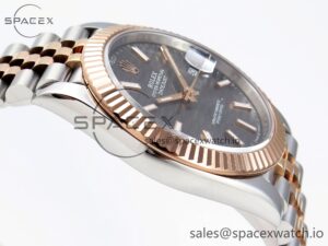 ROLEX DATEJUST 41 126331 VSF 1:1 BEST EDITION 904L STEEL GRAY TEXTURED DIAL ON SS/RG JUBILEE BRACELET VS3235 - Image 8