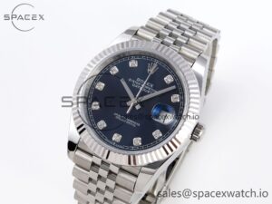 Rolex DateJust 41 126334 Fluted Bezel ARF 1:1 Best Edition 904L Steel Blue Diamonds Dial on Jubilee Bracelet VR3235 - Image 4