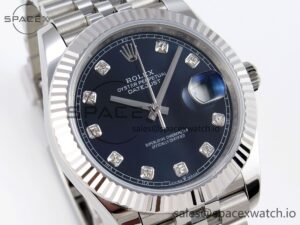Rolex DateJust 41 126334 Fluted Bezel ARF 1:1 Best Edition 904L Steel Blue Diamonds Dial on Jubilee Bracelet VR3235 - Image 3