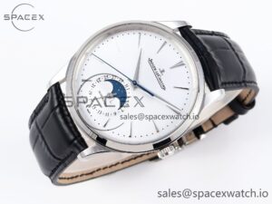 Jaeger-Lecoultre Master Ultra Thin Moon 1368420 SS ZF 1:1 Best Edition White Dial on Black Leather Strap SA925 Super Clone V2 - Image 6