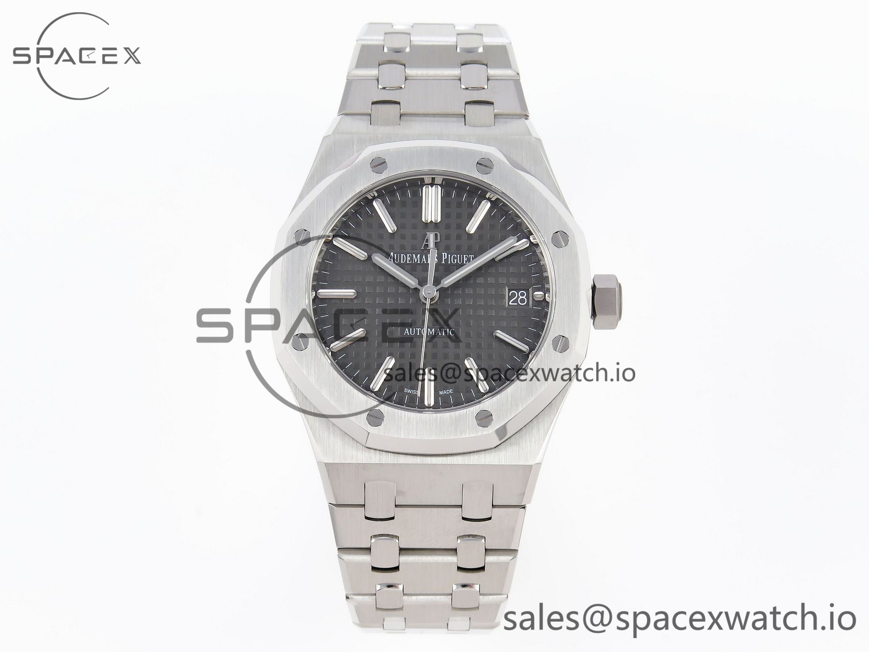 IMG_0220 Audermars Piguet Royal Oak 37mm 15450 SS APSF 1:1 Best Edition Gray Textured Dial on SS Bracelet SA3120 Super Clone - Image 1
