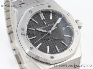 Audermars Piguet Royal Oak 37mm 15450 SS APSF 1:1 Best Edition Gray Textured Dial on SS Bracelet SA3120 Super Clone - Image 3