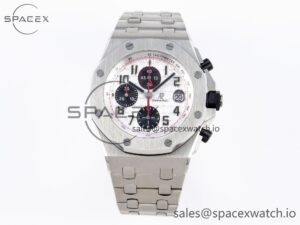 AUDEMARS PIGUET ROYAL OAK OFFSHORE 42MM SS APF 1:1 BEST EDITION WHITE/BLACK DIAL ON SS BRACELET STRAP A7750